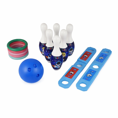 KATS 2-in-1 Jumbo Bowling & Ring Toss Game Set for Kids – Indoor & Outdoor Bowling Toy with Rings and Ball | Fun Family Game | Age 3+