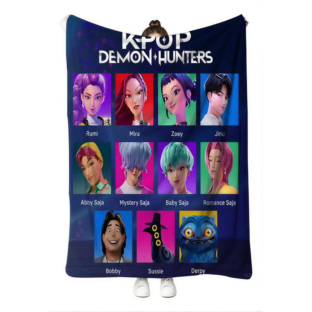 Kids Printed Blanket 150×200 cm | Extra-Large Soft & Cozy K-Pop Demon Hunters Blanket