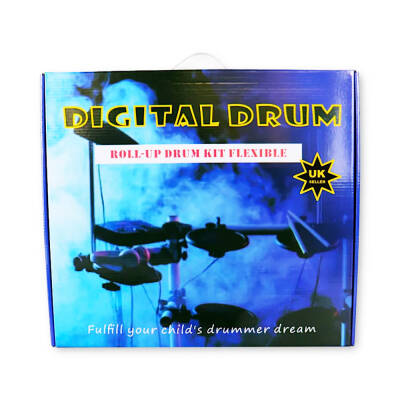 Portable Electronic Roll-Up Drum Set with 9 Drum & Cymbal Pads, Drumsticks, Dual Foot Pedals, Built-In Speaker & Control Panel | Digital Practice Drum Kit Musical Instrument for Kids, Beginners & Music Lovers