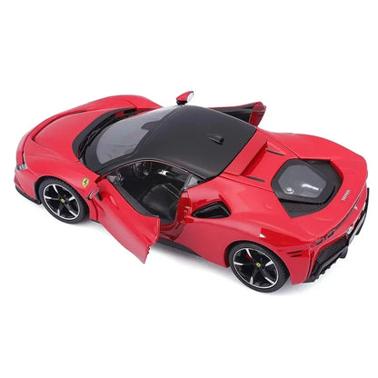 Bburago 1:24 Ferrari SF90 Stradale Diecast Model Car with Acrylic Case – Official Licensed Supercar Collectible