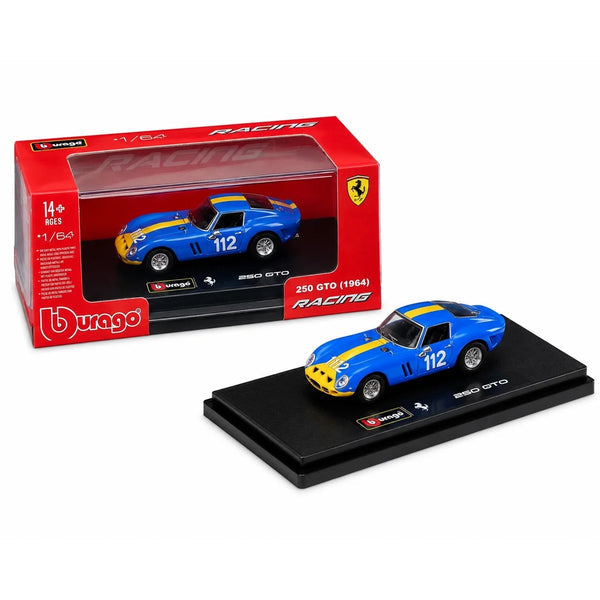 Bburago 1:64 Ferrari 250 GTO (1964) Racing Die-Cast Scale Model Car #112 | Detailed Collectible Classic Sports Car Model for Collectors, Ferrari Fans & Motorsport Enthusiasts