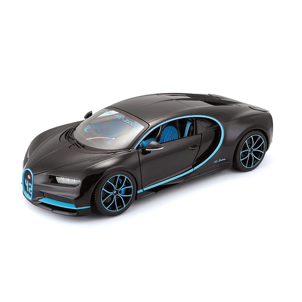Bburago Bugatti Chiron 1:18 Die-Cast Model Car | Black with Blue Accents | Premium Collectible