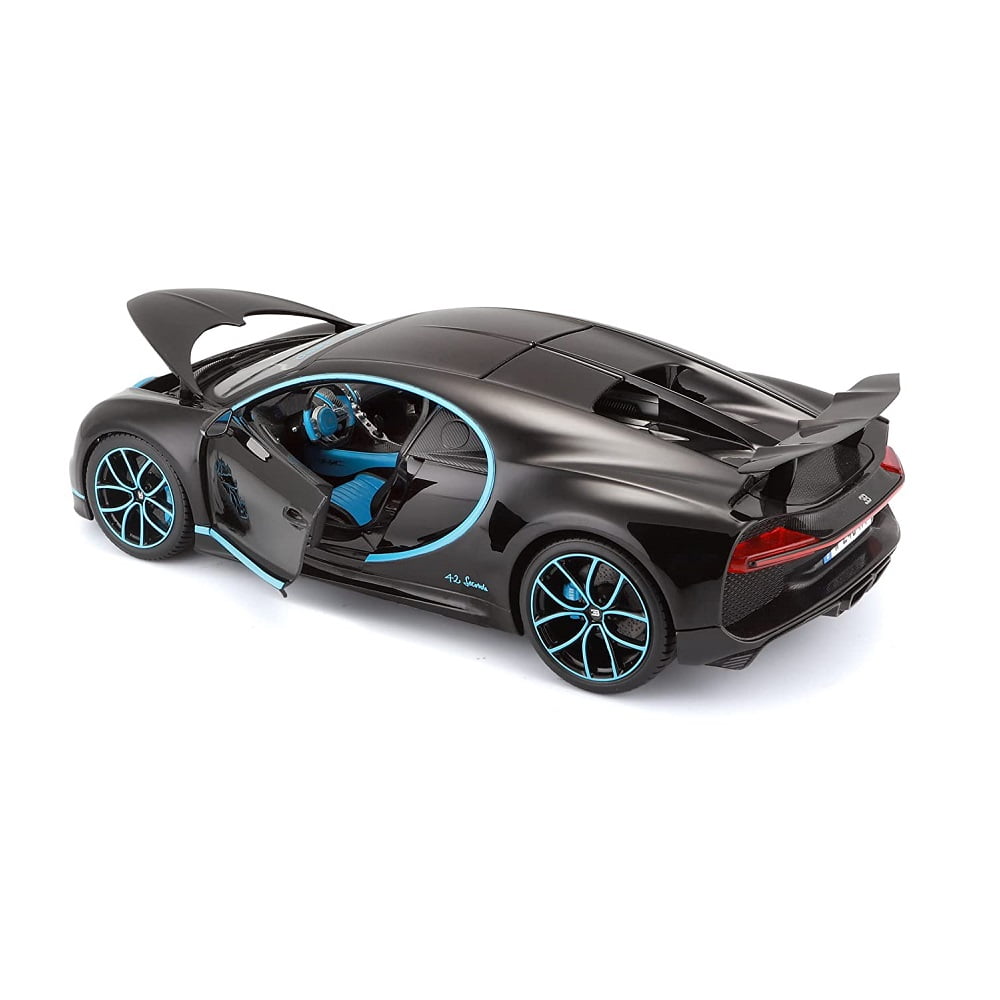 Bburago Bugatti Chiron 1:18 Die-Cast Model Car | Black with Blue Accents | Premium Collectible