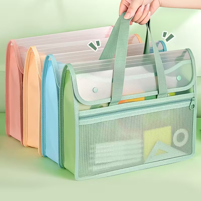 Portable Expanding File Organizer with Handle – A4 Accordion Document Folder with Zipper Pocket