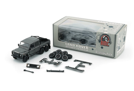 BMC 1/64 Land Rover 2016 Defender 110 Pick Up -6x6 Acc Pack - Dark Grey Silver (RHD)