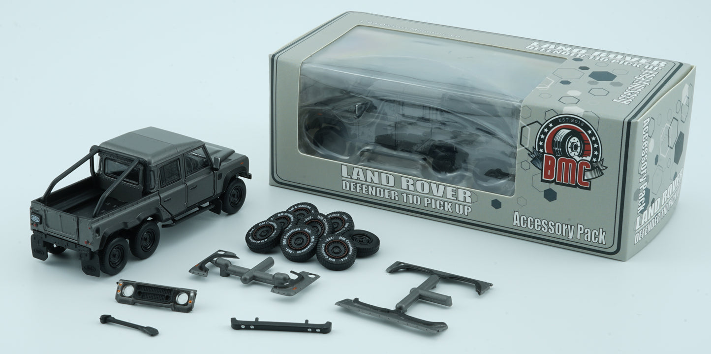 BMC 1/64 Land Rover 2016 Defender 110 Pick Up -6x6 Acc Pack - Dark Grey Silver (RHD)