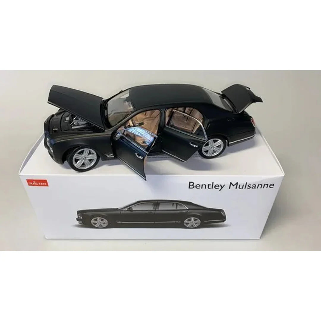 Rastar 1:18 Bentley Mulsanne Diecast Model Car –Matt Black | Luxury Collectible with Openable Doors (43800)