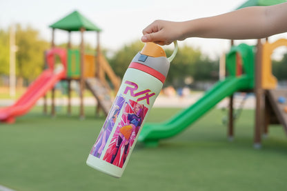 K-Pop Demon Hunters 800ml Stainless Steel Kids Water Bottle with Flip-Top Lid & Carry Handle – Mint Green