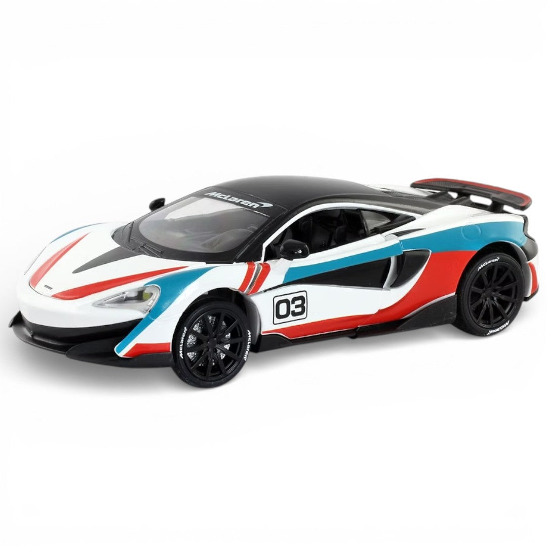 RMZ Hobby 1:32 Mclaren 600LT Diecast Car Model -White With Openable doors ,Sound & Light-(664994)