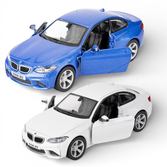 RMZ City BMW M2 1:36 Die-Cast Car Model | Pull Back & Go | Openable Doors | Blue & White Variants