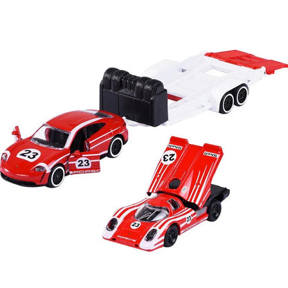 Majorette Porsche Edition Trailer – Taycan Turbo S & Porsche 917 Diecast Car Model
