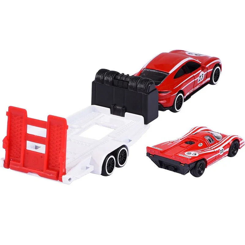 Majorette Porsche Edition Trailer – Taycan Turbo S & Porsche 917 Diecast Car Model