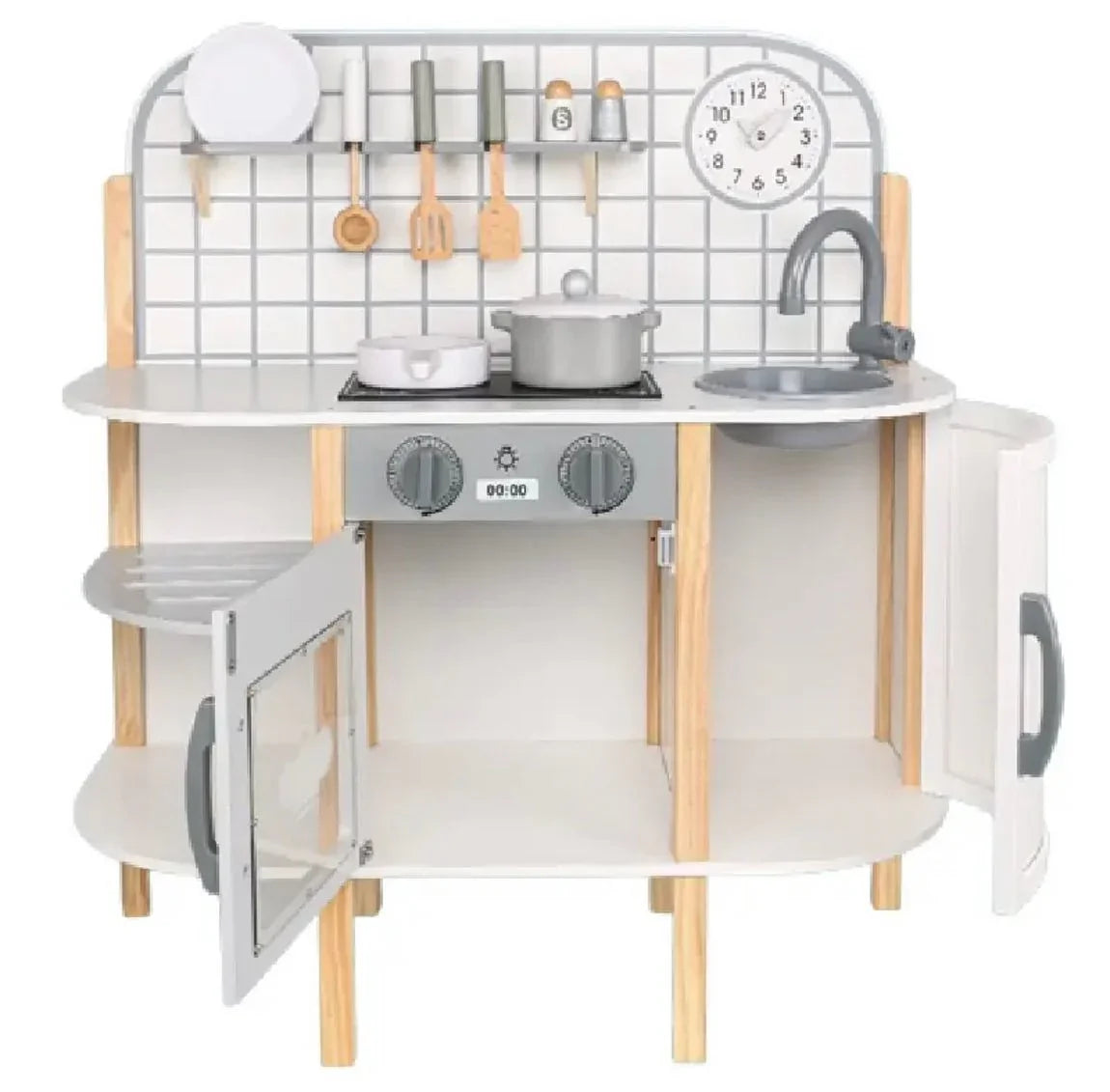 White Wooden Simulation DIY Kitchen Play Toys Pretend Cooking Role Play Dessert Toy for Kid