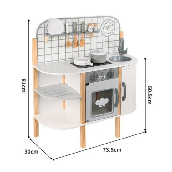 White Wooden Simulation DIY Kitchen Play Toys Pretend Cooking Role Play Dessert Toy for Kid