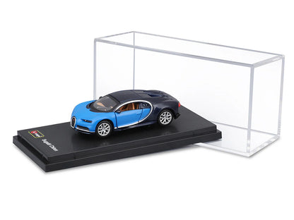 Bburago 1:64 Bugatti Chiron Blue Diecast Model Car with Display Case