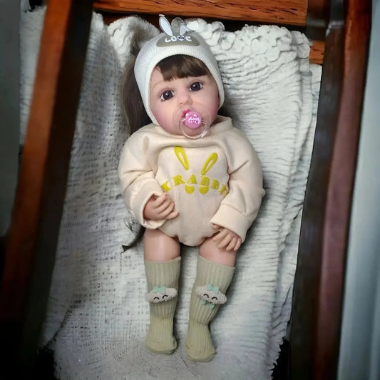 Lifelike Reborn Baby Girl Doll – Toddler with Realistic Sound & Brown Hair
