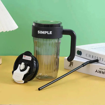 Simple Coffee Tumbler Leak-Resistant Lid & Handle with Straw (920 ml) - Jaiman Toys