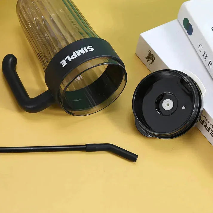 Simple Coffee Tumbler Leak-Resistant Lid & Handle with Straw (920 ml) - Jaiman Toys