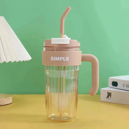 Simple Coffee Tumbler Leak-Resistant Lid & Handle with Straw (920 ml) - Jaiman Toys