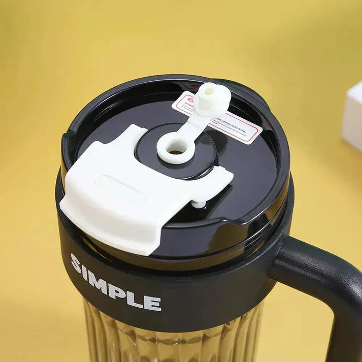 Simple Coffee Tumbler Leak-Resistant Lid & Handle with Straw (920 ml) - Jaiman Toys