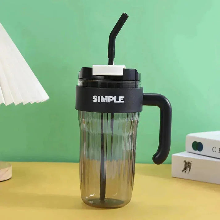 Simple Coffee Tumbler Leak-Resistant Lid & Handle with Straw (920 ml) - Jaiman Toys