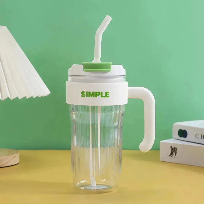 Simple Coffee Tumbler Leak-Resistant Lid & Handle with Straw (920 ml) - Jaiman Toys
