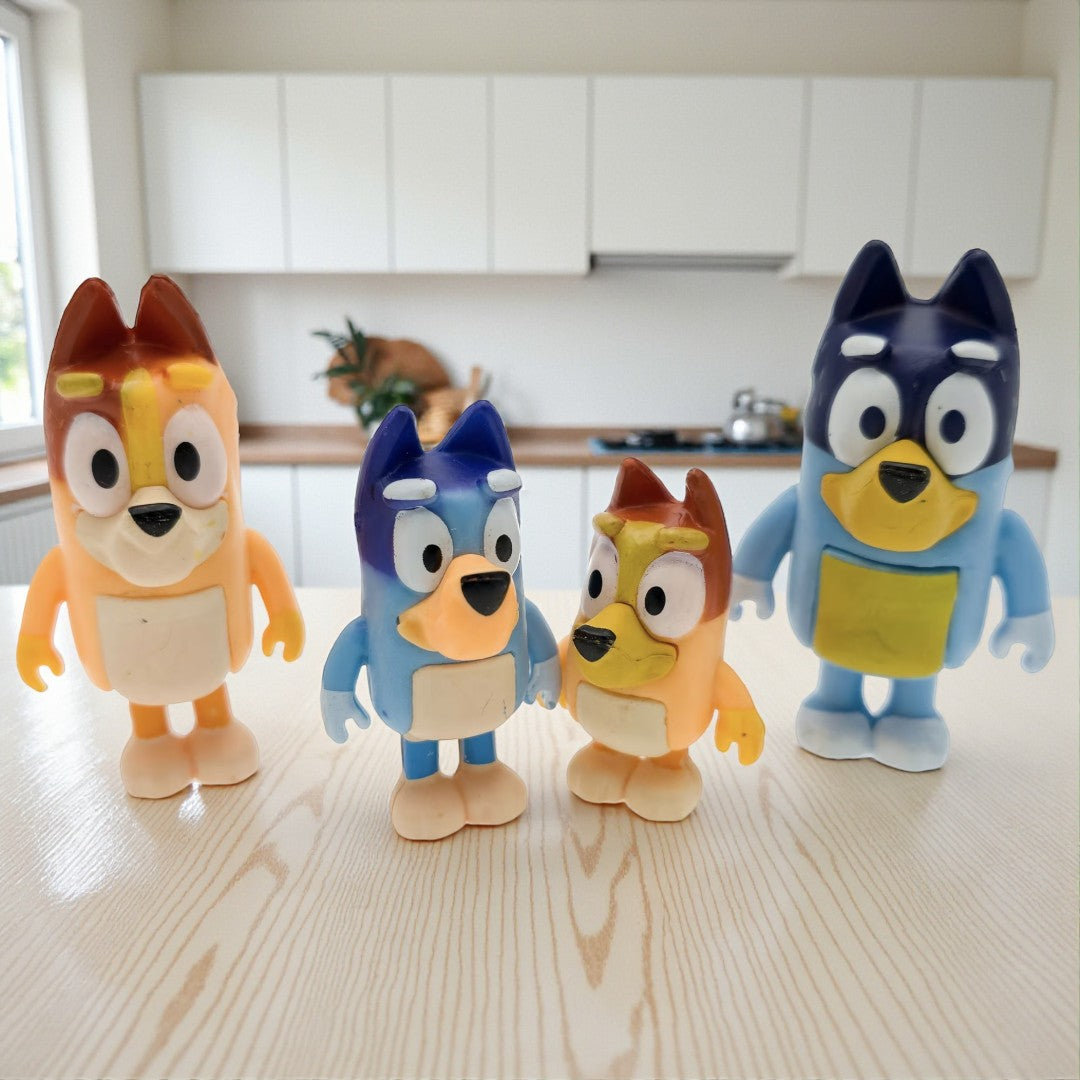 Bluey & Friends 4-Pack Figure Set – Chilli, Bluey, Bingo & Bandit | Official Collectible Toy Figures (3+ Years)