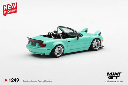 MINI GT 1:64 Mazda MX-5 (NA) Pandem Mint Green – Widebody JDM Collectible Model #1249 Diecast Car