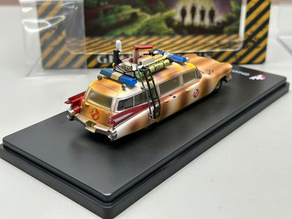 YS Model 1:64 Ghostbusters ECTO-1 Dirty Version Die-Cast Model Car | Movie Replica Collector Edition