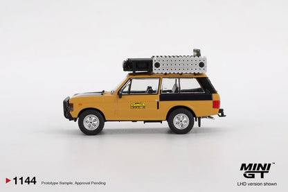Mini GT 1:64 Blister Pack Range Rover 1981 Camel Trophy Sumatra Winner C. Swoboda & K. Mentel LHD Diecast Model Car (#1144)