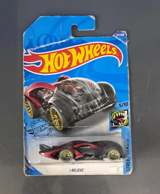 Hot Wheels 2020 Street Beasts i-Believe, Red 117/250 - ( CARD AND BLISTER DAMAGE ) - Jaiman Toys