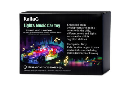 KallaG Transperant Super Car Toy for Kids with Bump & go Action, Gear Simulation Mechanical Car, Sound & Light Toys for Kids Boys & Girls (Multicolor, Transparent car