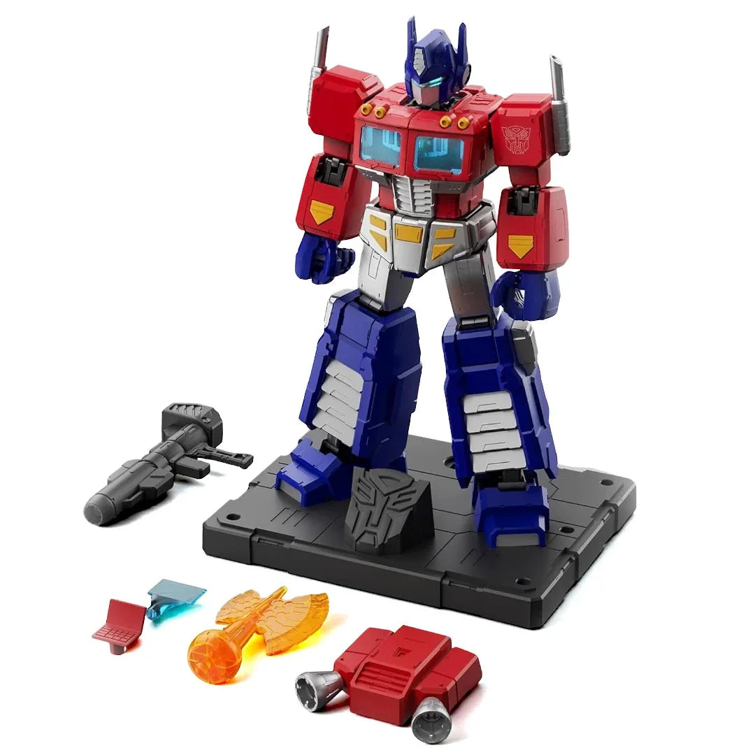 BLOKEES Transformers Action Edition G1 Optimus Prime Model Kit | 45-Point Articulated -7Inch Buildable Figure with Light Module & Accessories