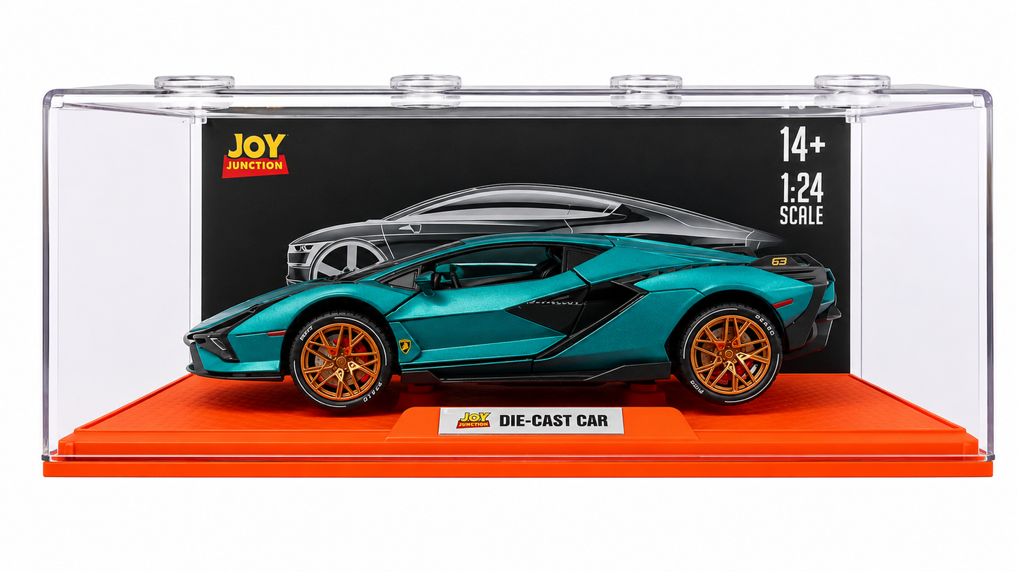 Joy Junction 1:24 Lamborghini Sian FKP 63 Scale Die-Cast Model Car with Display Case – Premium Metal Supercar Collectible (Green)