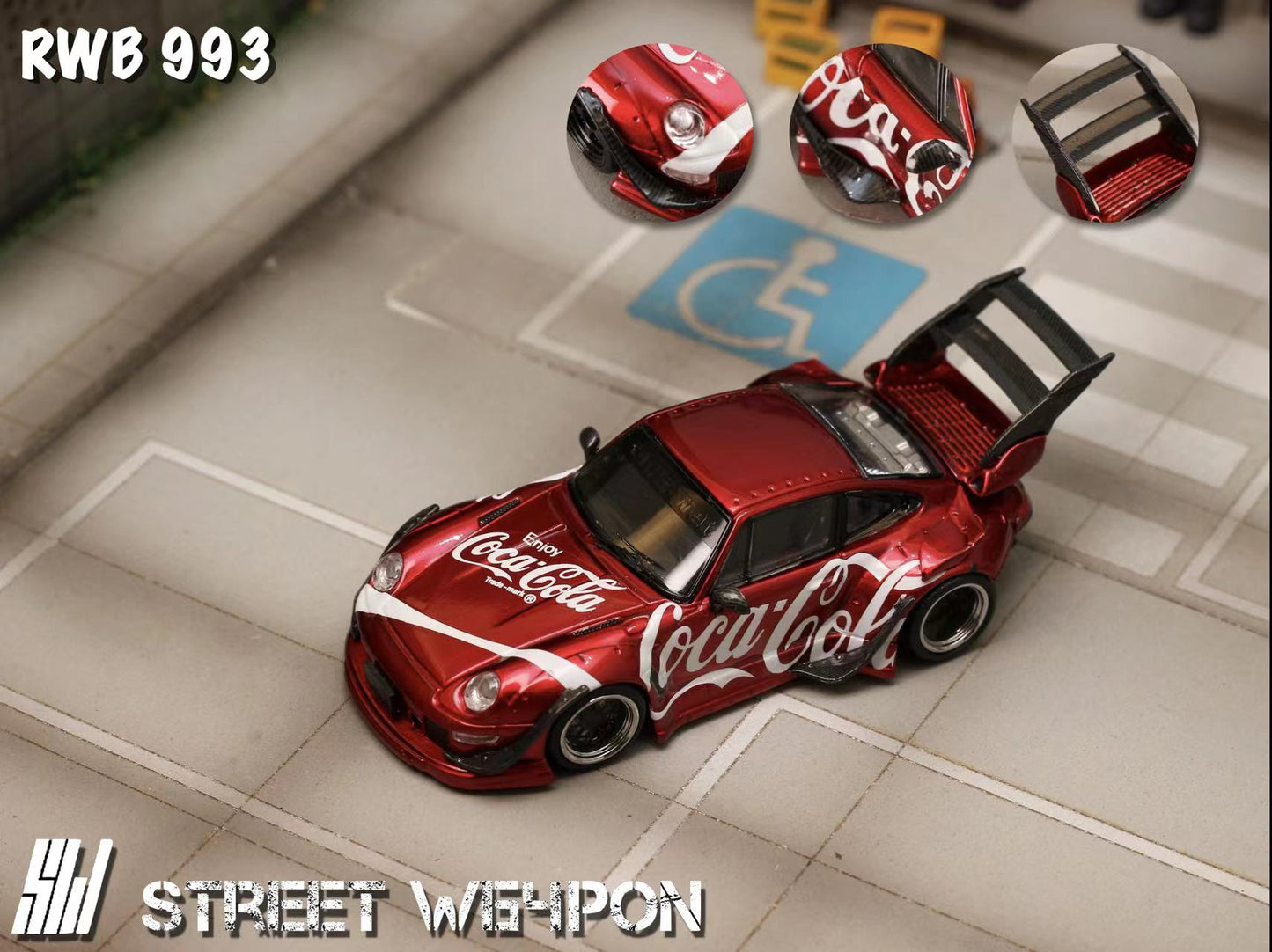 Street Weapon 1:64 Porsche 911 (993) RWB Coca-Cola Livery Die-Cast Model Car | Premium Widebody Collectible