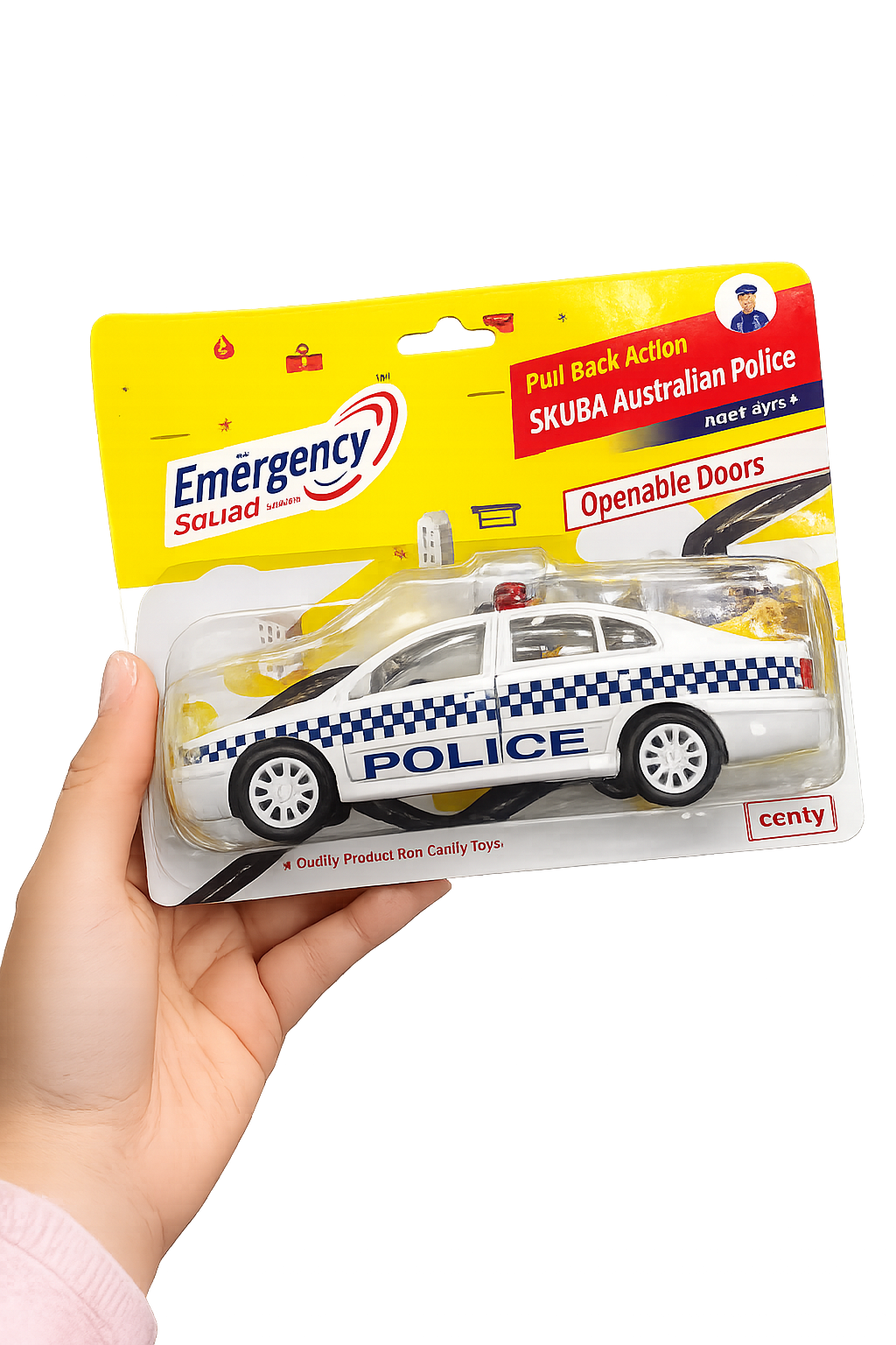 Centy Emergency Squad Skuba Australian Police Pull Back Toy Car with Openable Doors | Die-Cast Style Police Vehicle | Friction Powered | Ages 3+