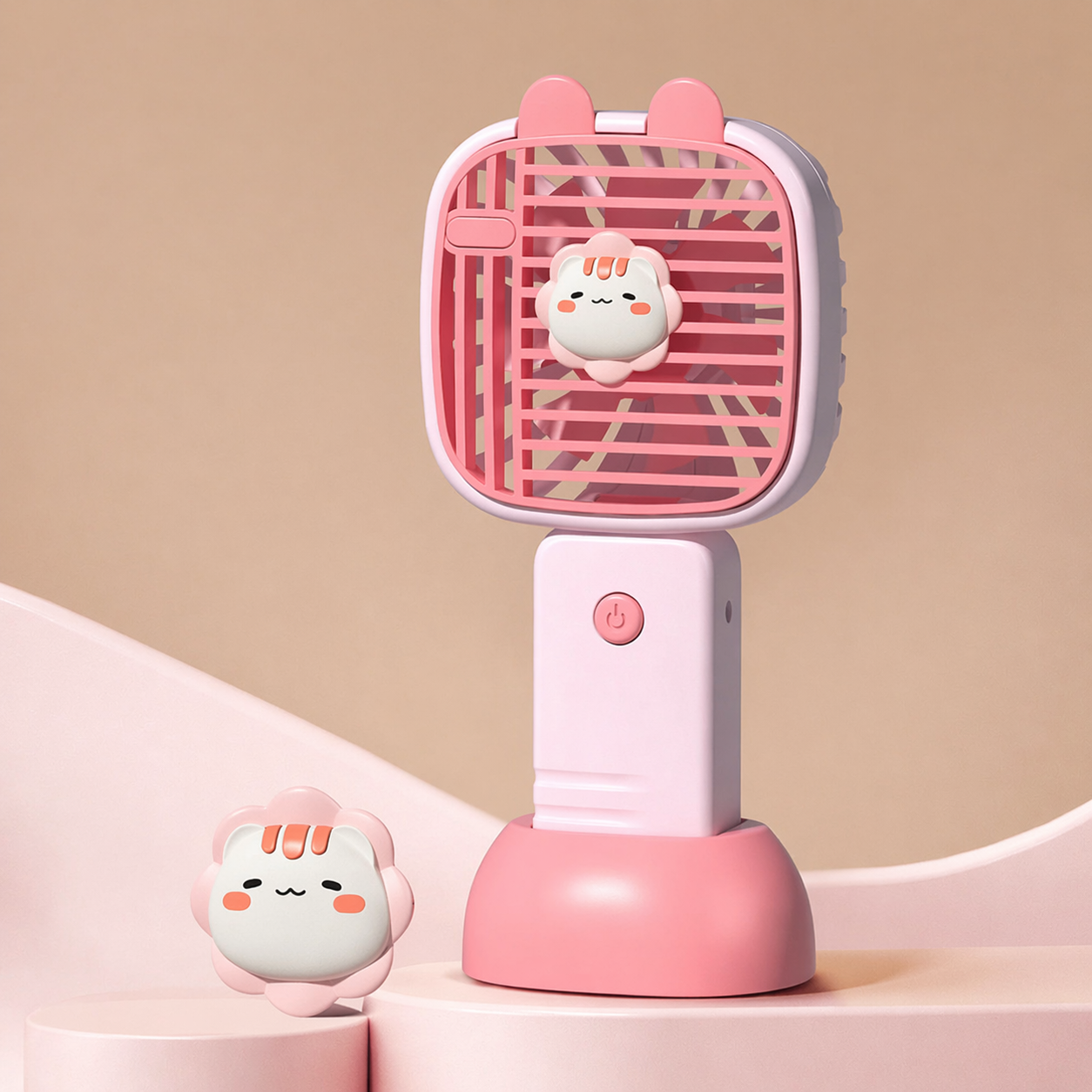 Portable Handheld Mini Fan with Stand – Cute Cartoon Personal Cooling Fan for Travel, Office & Outdoor Use (Pack of 1)
