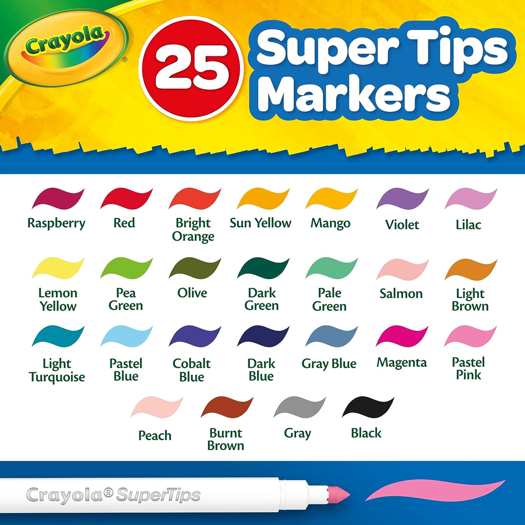 Crayola Create &amp; Color Super Tips Washable Markers Kit, Art Set