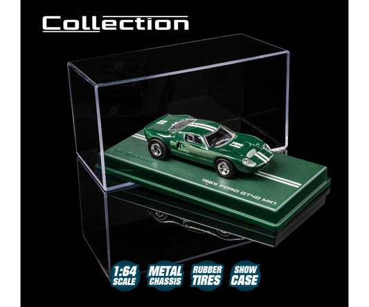 Majorette 1:64 1965 Ford GT40 Mk1 Green Die-Cast Model Car with Display Case – Collection Series