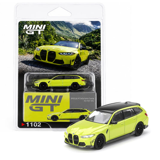 Mini GT 1:64 (Blister Pack) BMW M3 M Performance Touring Sao Paulo Yellow Die-Cast Model Car | Premium BMW Wagon Collectible