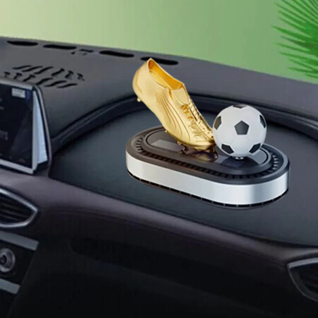 Football with Golden Boot Solar Powered Car Perfume Diffuser – Auto-Rotation Dashboard Fragrance Dispenser