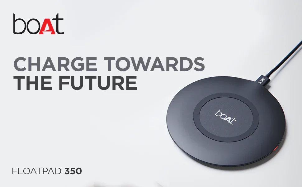 Boat Floatpad 350 Qi Certified Wireless Charger with 6Mm Transmission Range, Smart Ic Protection Against Damage & 1 USB Type C Output Cable for Cellular...