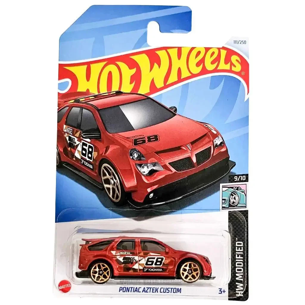 Hot Wheels 5-Car Die-Cast Set – Mazda RX-3 HYX24 + Let’s Race Small Bloc + King Kuda 152 White 2024 + Pontiac Aztek Custom HTD37 + Custom Cadillac Fleetwood | 1:64 Scale
