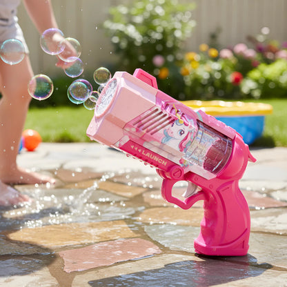 Automatic Unicorn Bubble Gun with Music & Colourful Lights for Kids 3+ Years