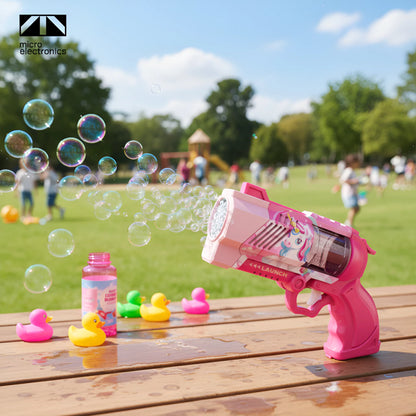 Automatic Unicorn Bubble Gun with Music & Colourful Lights for Kids 3+ Years