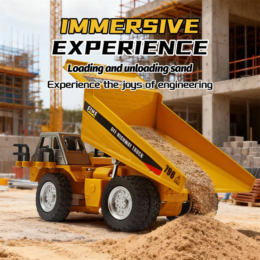 TRASPED HG4-414 1:64 Scale Mini RC Alloy Dump Truck | 2.4G App Control | Lights & Music