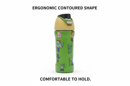 Owala FreeSip Minecraft 16 oz / 475 ml Insulated Stainless Steel Water Bottle with Built-In Straw & Push-Button Lid – Green