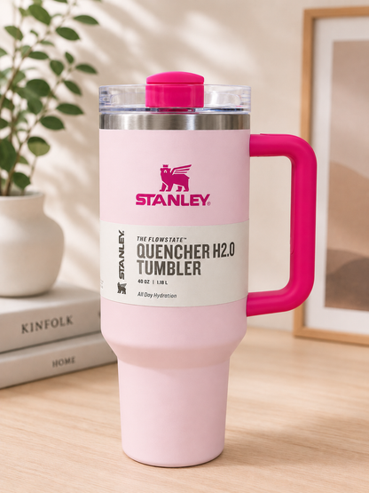 STANLEY Quencher H2.0 FlowState Tumbler 40 oz (1.18L) Cherry Blossom Pink Insulated Stainless Steel Travel Mug