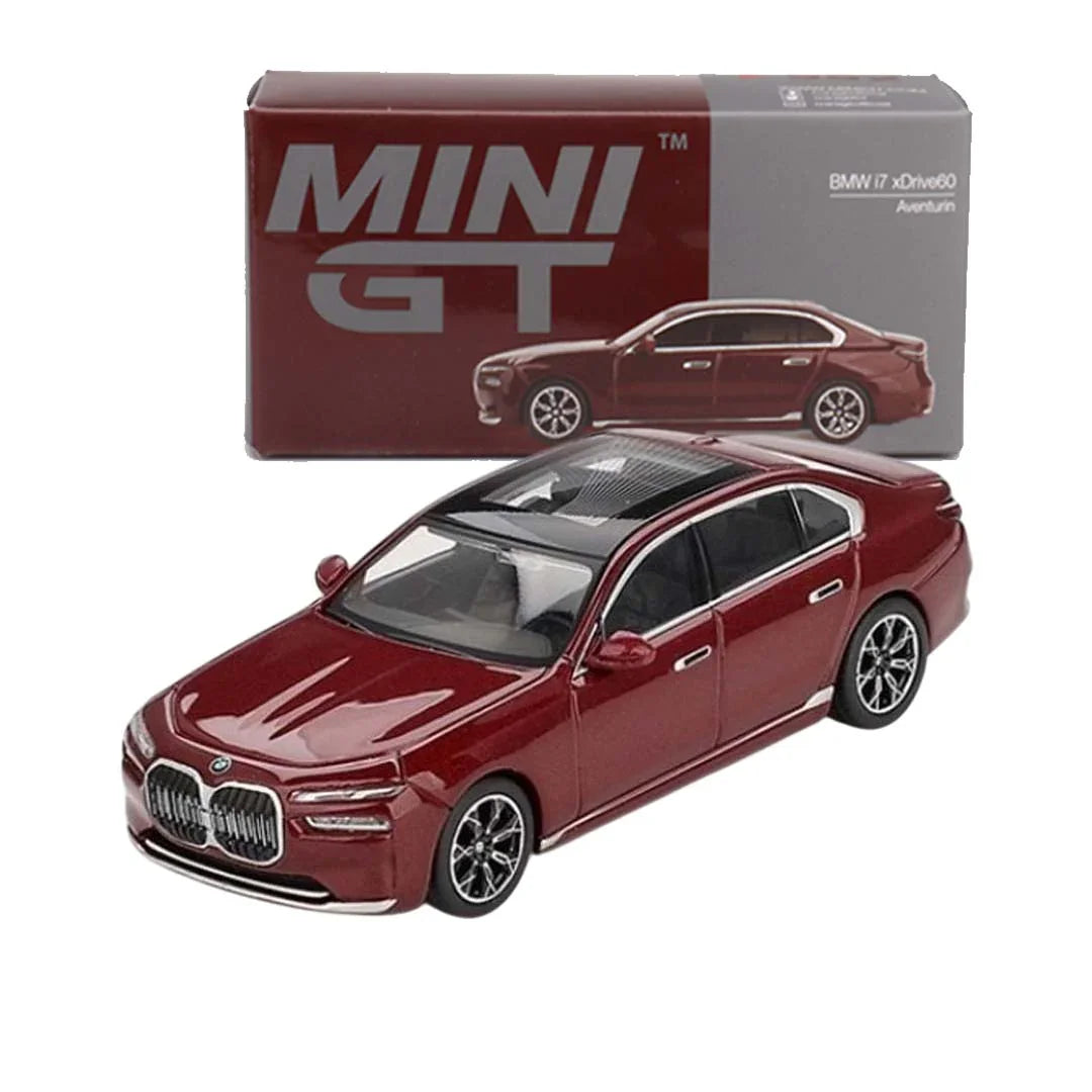 MINI GT BMW i7 xDrive60 – Aventurin Red Metallic – 1:64 Diecast Model - Jaiman Toys