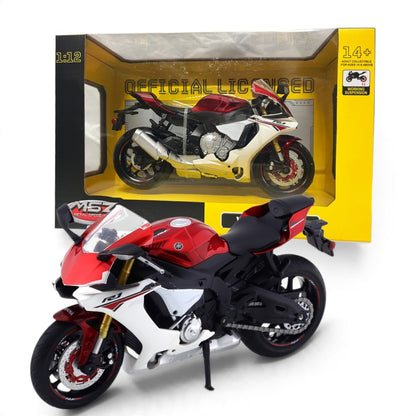 MSZ 1:12 Yamaha YZF-R1 Diecast Sports Motorcycle, Red & White – Collectible Bike Model With 3 Variants